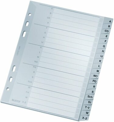 LEITZ 1265 Register A Z PP A5 Überbreite 165x210 mm 20Blatt grau