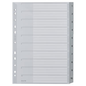 LEITZ 1280 Zahlenregister 110 PP A4 Überbreite 10Blatt grau