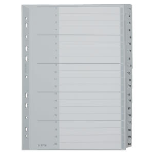 LEITZ 1284 Zahlenregister 120 PP A4 Überbreite 20Blatt grau