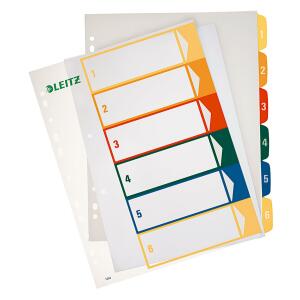 Leitz Zahlenregister DIN A4, Überbreite 1-6 Polypropylen mehrfarbig