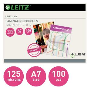 LEITZ 33805 Folientasche A7 glänzend 125 mym 100 Stück