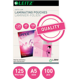 LEITZ 33807 Folientasche A5 glänzend 125 mym 100 Stück