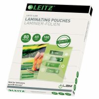 LEITZ 33817 Folientasche 80 Micron für A5 100...