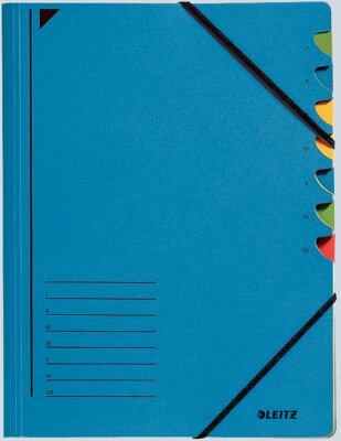 LEITZ 3907 Ordnungsmappe 7 Fächer A4 PendarecKarton (RC) 430 g/qm blau