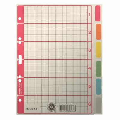 LEITZ 4355 Register blanko Karton farbig bedruckt A5 6 Blatt