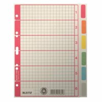 LEITZ 4355 Register blanko Karton farbig bedruckt A5 6 Blatt