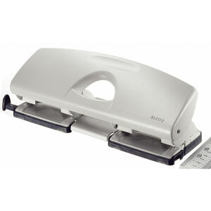 LEITZ 5012 Doppellocher 25 Blatt mit Anschlagschiene grau