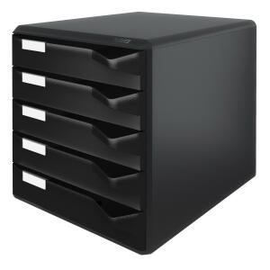 LEITZ 5293 Schubladenset PostSet A4/C4 5 halboffene Schubladen schwarz/schwarz