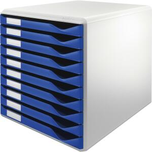 LEITZ 5281 Schubladenset FormularSet A4/C4 10 geschlossene Schubladen lichtgrau/blau