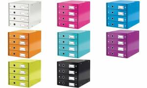 LEITZ Schubladenbox Wow metallicblau Schubladenset Click und Store WOW mit 4 S