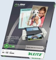LEITZ 7478 Laminierfolie UDT A4 glänzend 80 mym 100...