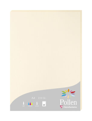 Clairefontaine Papier A4 Pollen 210g elfenbein 25Bl