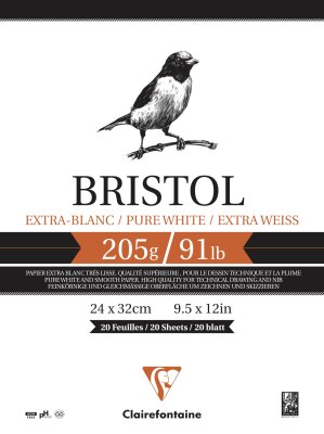 Clairefontaine Block Bristolkarton 24x32 205g 20Bl