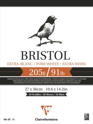 Clairefontaine Block Bristolkarton 27x36 205g 20Bl