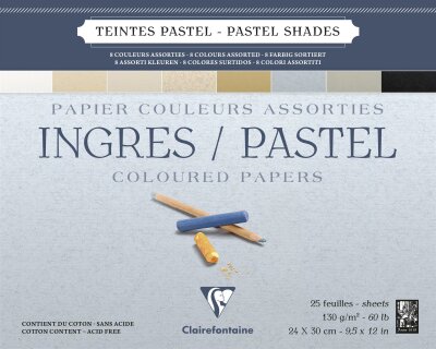 Clairefontaine Ingres 24x30 Block 130g Sort 25Bl