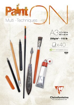 Clairefontaine PaintOn weiss A3 250g 40Bl