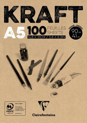 Clairefontaine Block geleimt Kraft braun A5 100Bl 90g