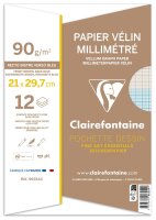 Clairefontaine Milimeterpapier A4 weiss 90g 12Bl