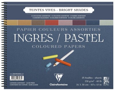 Clairefontaine Ingres 24x30 Block 130g Sort 25Bl