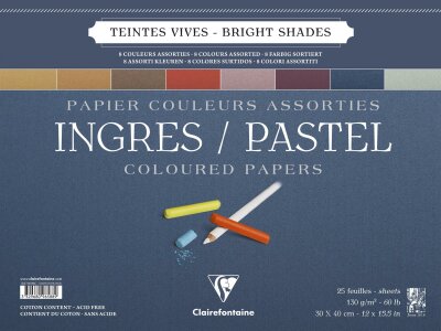 Clairefontaine Ingres 30x40 Block 130g Sort 25Bl