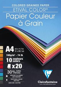 Clairefontaine Zeichenpap A4 gel 160g 20Bl farbig