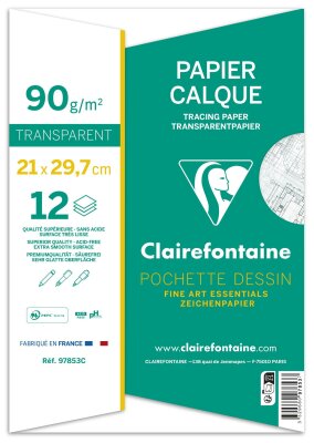 Clairefontaine Kalkpapier 90/95g  A4 12Bl