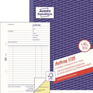 Zweckform 1725 Auftrag, DIN A5, selbstdurchschreibend, 2 x 40 Blatt, weiß, gelb