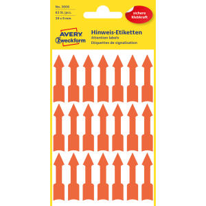 Etiketten 39 x 9 mm, vorgestaltet, 3 Blatt/63 Etiketten, leuchtrot