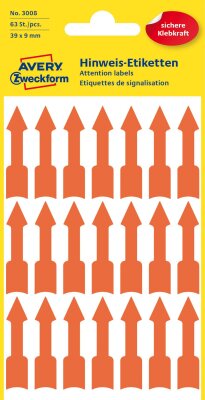 Zweckform 3008 Etiketten in Sonderformaten, 39 x 9 mm, vorgestaltet, 3 Blatt/63 Etiketten, leuchtrot