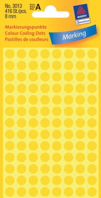 Zweckform 3013 Markierungspunkte - Ø 8 mm, 4 Blatt/416 Etiketten, gelb