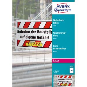 Zweckform 3487 Wetterfeste Folie - A4, spezialbeschichtet, Stärke 0,13 mm, 100 Blatt