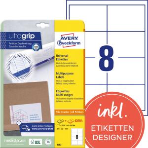 Zweckform 4782 Universal-Etiketten ultragrip - 97 x 67,7 mm, weiß, 240 Etiketten, permanent