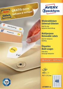 Zweckform L4736REV-100 Universal-Etiketten - 45,7 x 21,2 mm, weiß, 4.800 Etiketten, wiederablösbar