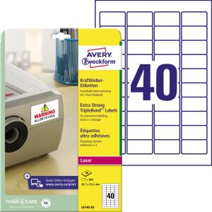 Zweckform L6140-20 Krafkleb. Etikette 45.7x25.4mm weiß