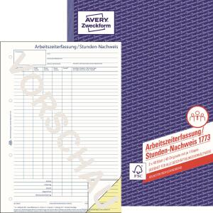 Zweckform 1773 Stunden-Nachweis, DIN A4, selbstdurchschreibend, 2 x 40 Blatt, weiß, gelb