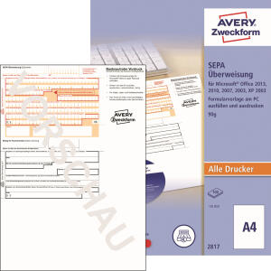 Zweckform 2817 Sepa-Überweisung - A4, inkl. Software-CD, 100 Blatt