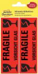 Warnhinweise, 119 x 38 mm, vorgedruckt, 5 Blatt/10 Etiketten leuchtrot