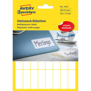 Zweckform 3323 Universal-Etiketten - 38 x 14 mm, weiß, 928 Etiketten/29 Blatt, permanent