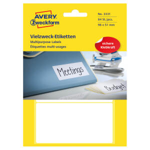 Zweckform 3331 Universal-Etiketten - 98 x 51 mm, weiß, 84 Etiketten/28 Blatt, permanent