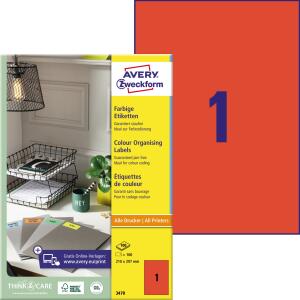 Zweckform 3470 Universaletikette 210x297 rot