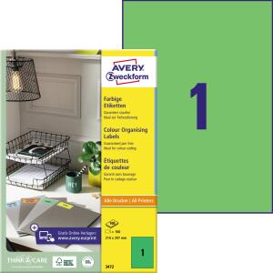 Zweckform 3472 Universaletikette 210x297 grün
