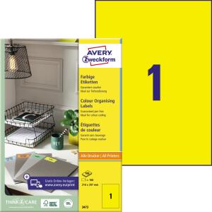 Zweckform 3473 Universaletikette 210x297 gelb