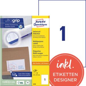 Zweckform 3478 Universal-Etiketten ultragrip - 210 x 297 mm, weiß, 100 Etiketten, permanent