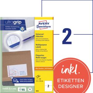 Zweckform 3655 Universal-Etiketten ultragrip - 210 x 148 mm, weiß, 200 Etiketten, permanent