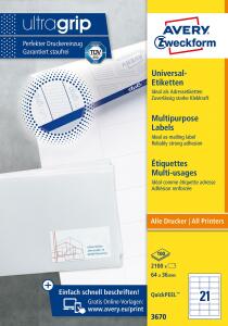 Zweckform 3670 64x36 mm Universaletikette QuickPeel ws