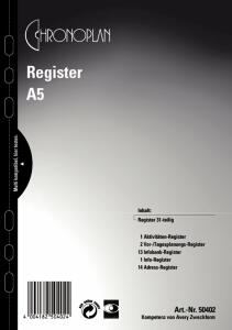 Chronoplan Inhaltsregister für A5 CHRONOPLAN 50402