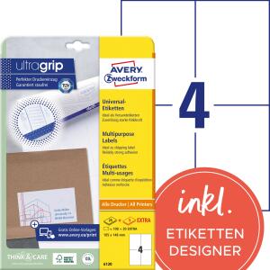 Zweckform 6120 Universal-Etiketten ultragrip - 105 x 148 mm, weiß, 120 Etiketten, permanent
