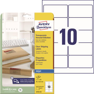 Zweckform J4722-25 250St Etikett transparent 96x50,8 A4