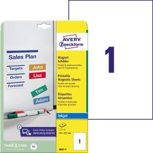 Zweckform J8867-5 Magnet-Schilder, 210 x 297 mm, spezialbeschichtet, 5 Blatt/5 Etiketten, weiß