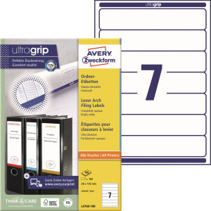 Zweckform L4760-100 Ordner-Etiketten ultragrip - schmal/kurz, 700 Stück, weiß, ablösbar